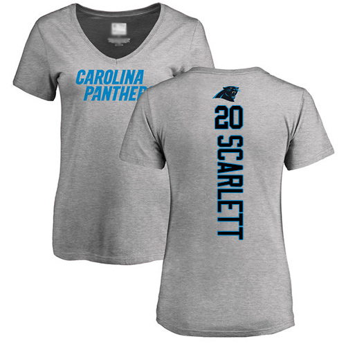 Carolina Panthers Ash Women Jordan Scarlett Backer V-Neck NFL Football #20 T Shirt->nfl t-shirts->Sports Accessory